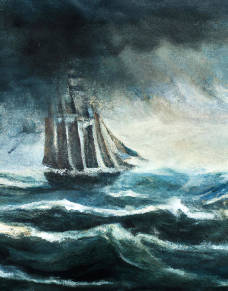 , Stormy Sea Sail Boat Nautical