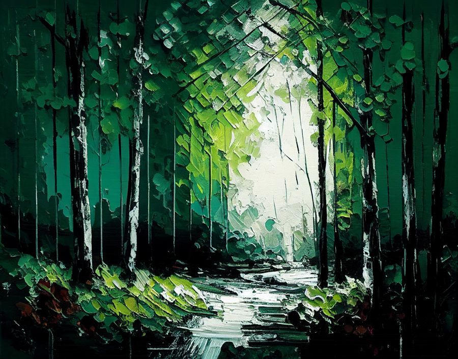 EcoArtLab Originals, Textured Forest Landscape Green Forest