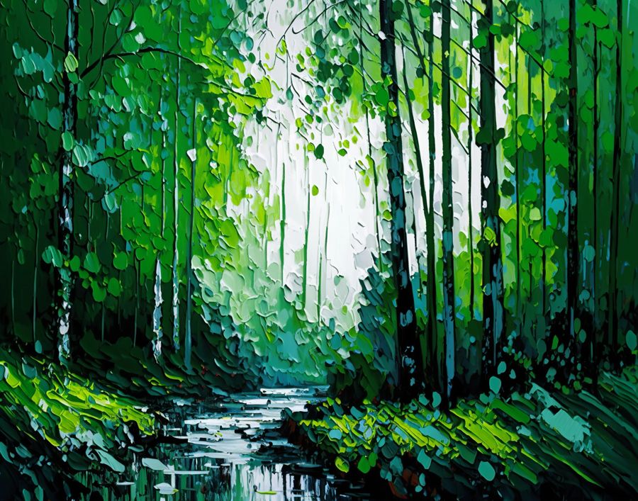 EcoArtLab Originals, Textured Forest Landscape Green Forest