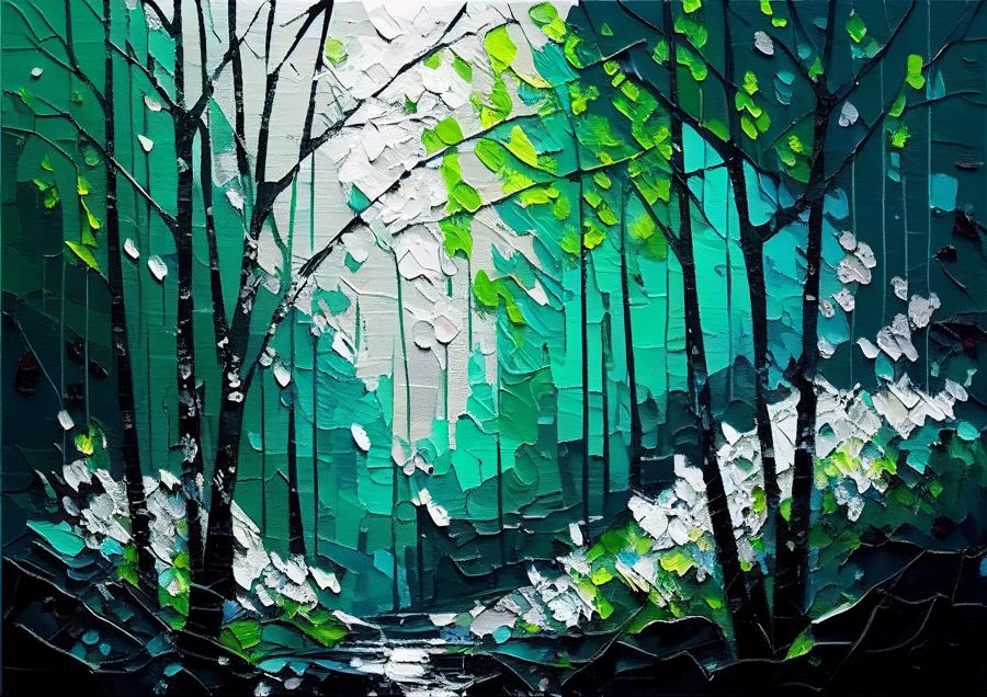 Textured Green Forest Landscape Forest