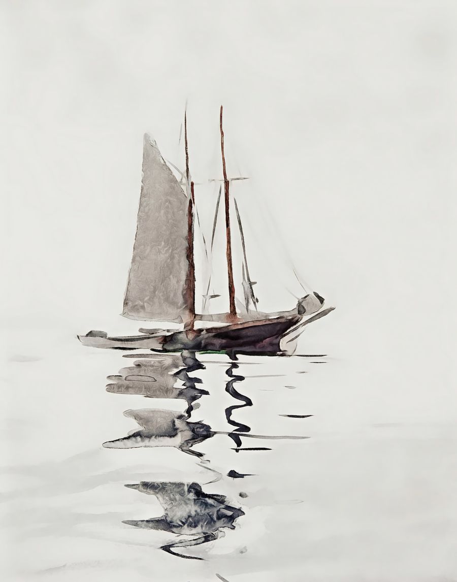 Two Masted Schooner Boat Sea