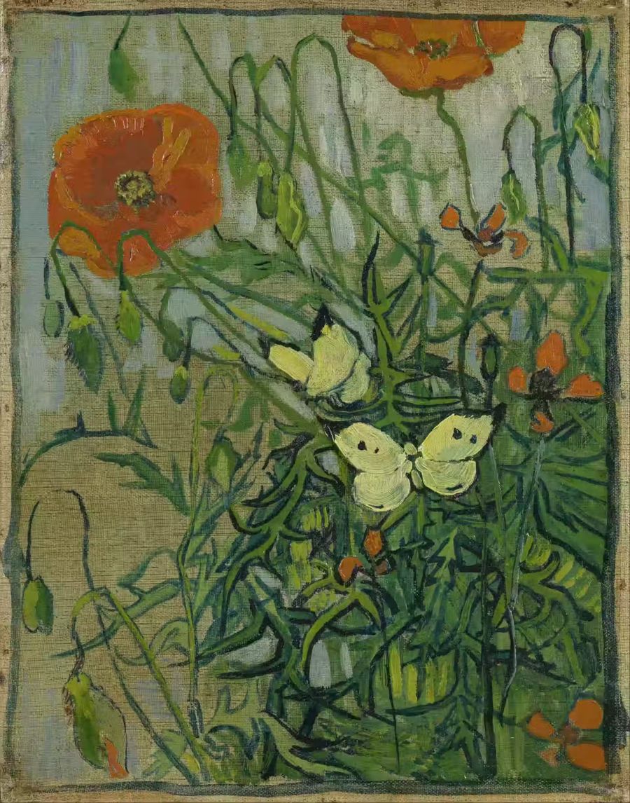 van Gogh Poppies Butterflies Floral