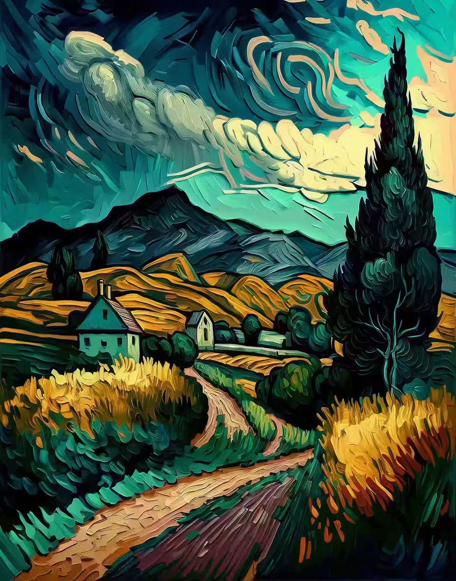 EcoArtLab Originals, Vincent van Gogh Inspired Landscape