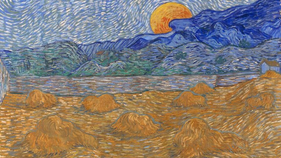 Landscape with Wheat Sheaves and Rising Moon