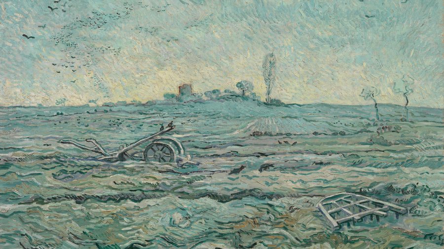 Vincent van Gogh, Snow Covered Field with a Harrow (after Millet)