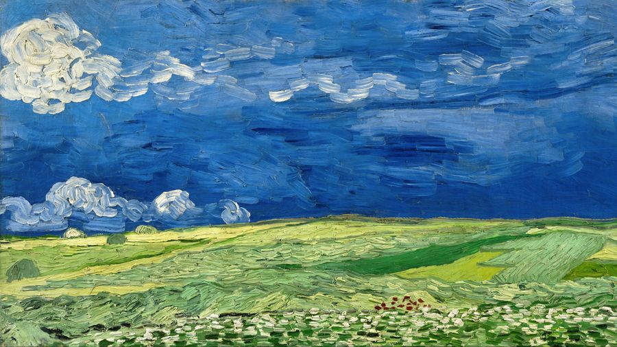 Wheatfield under thunderclouds