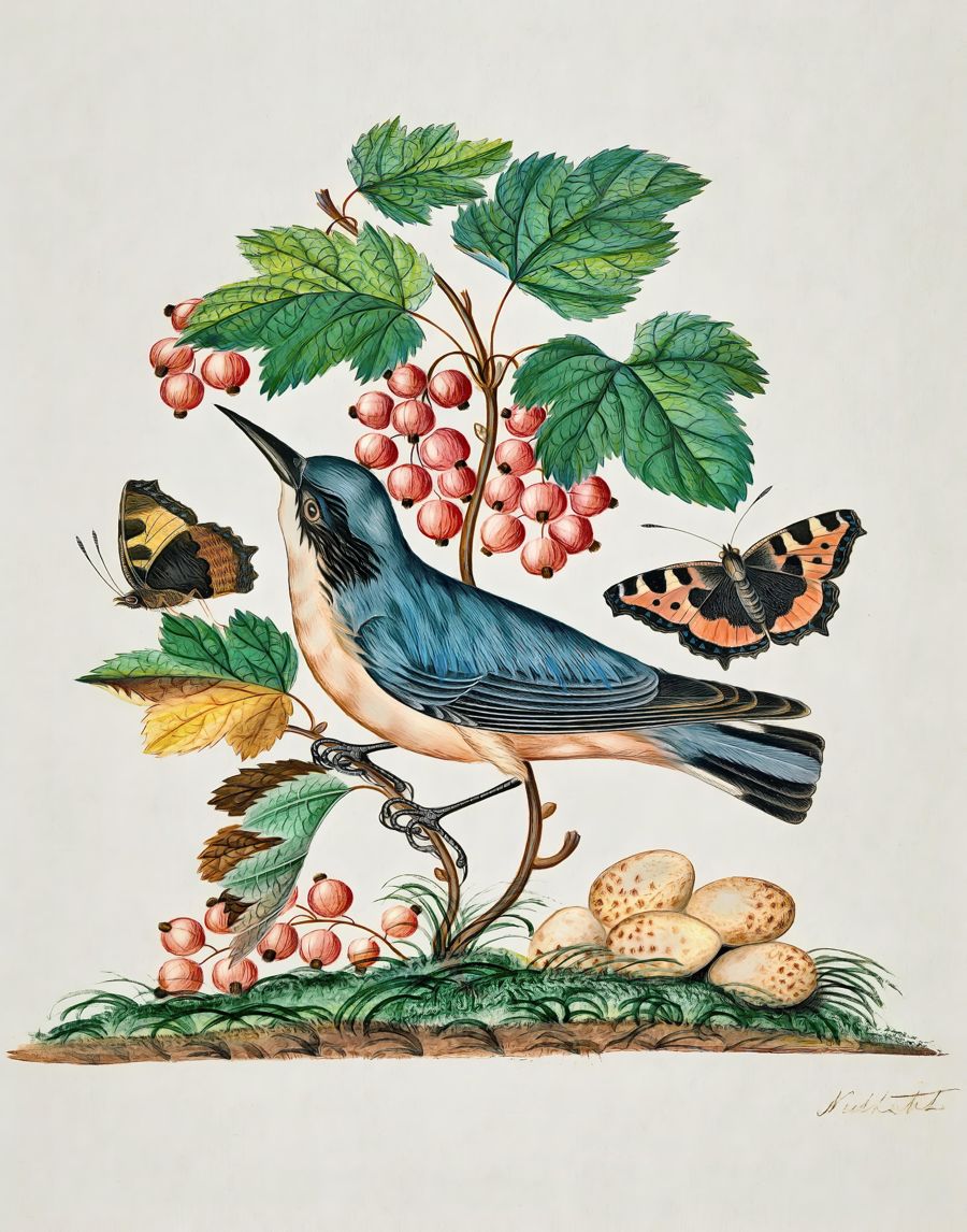 , Warbler Butterfly Botanical Flowers