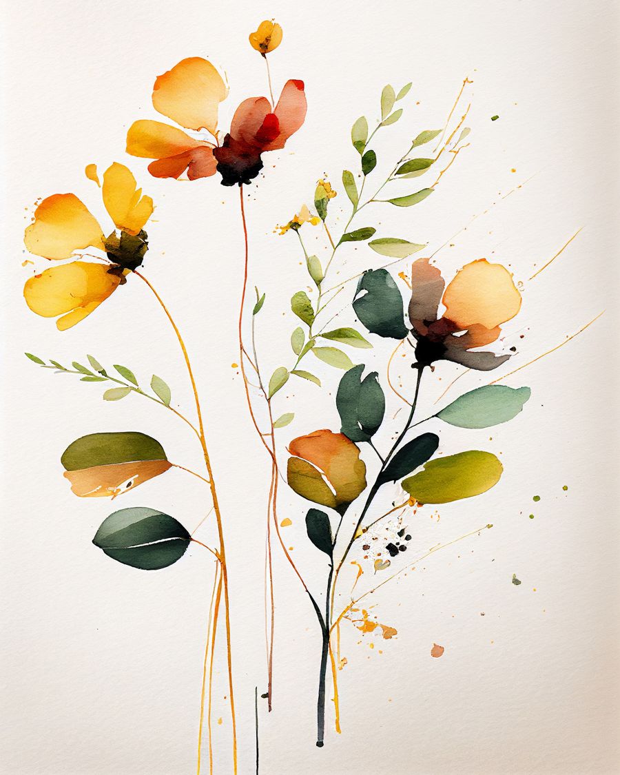 Watercolor Botanical Floral Flower