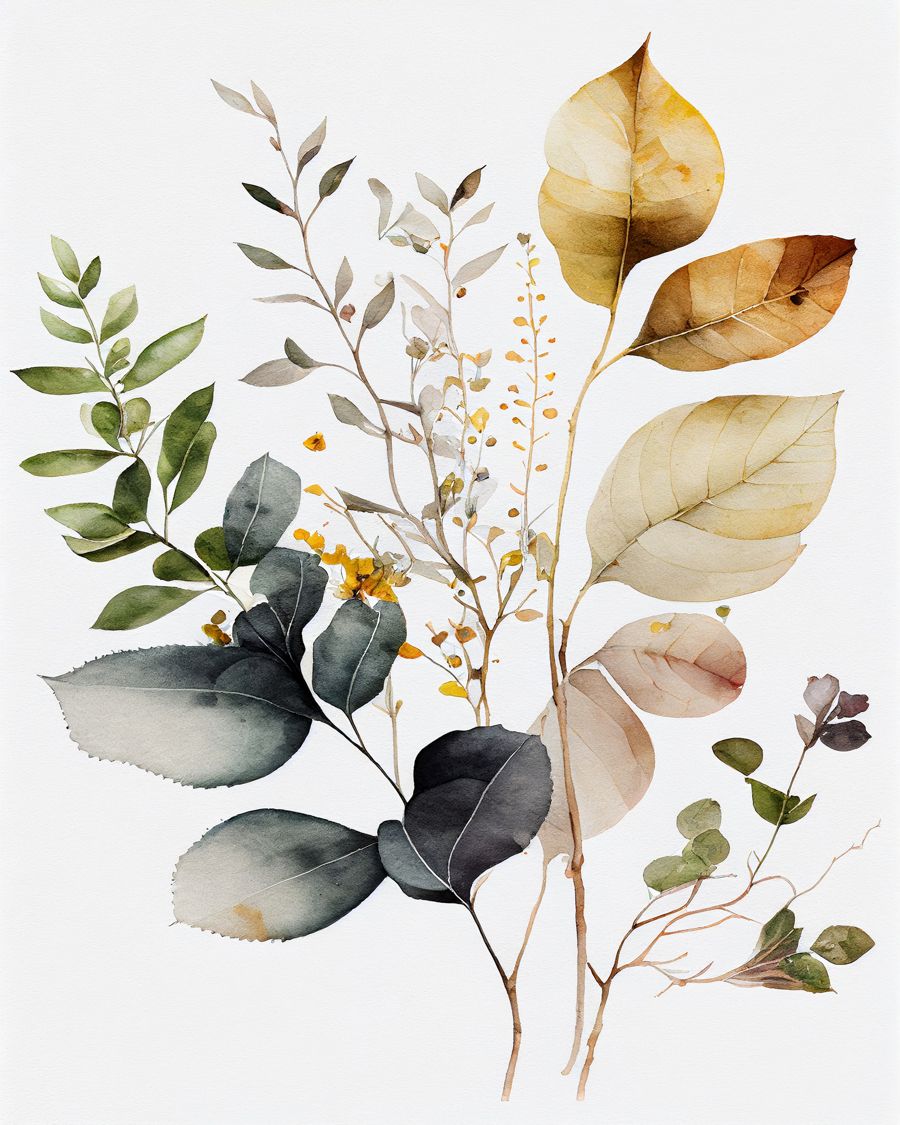 EcoArtLab Originals, Watercolor Botanical Floral Wild