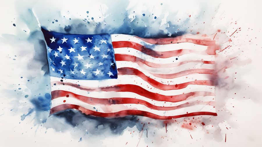 Watercolor USA Flag Painting