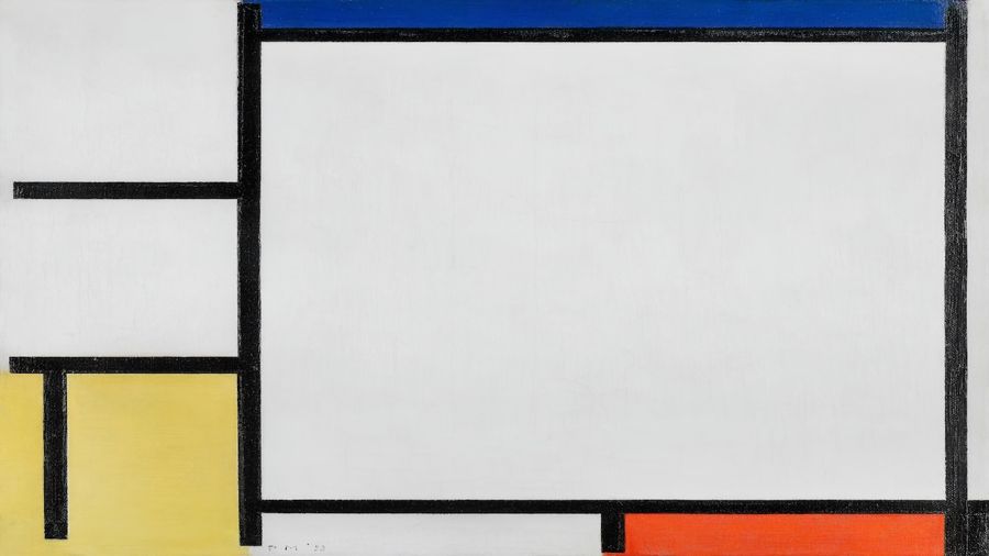 , White Blue Red Yellow Abstract
