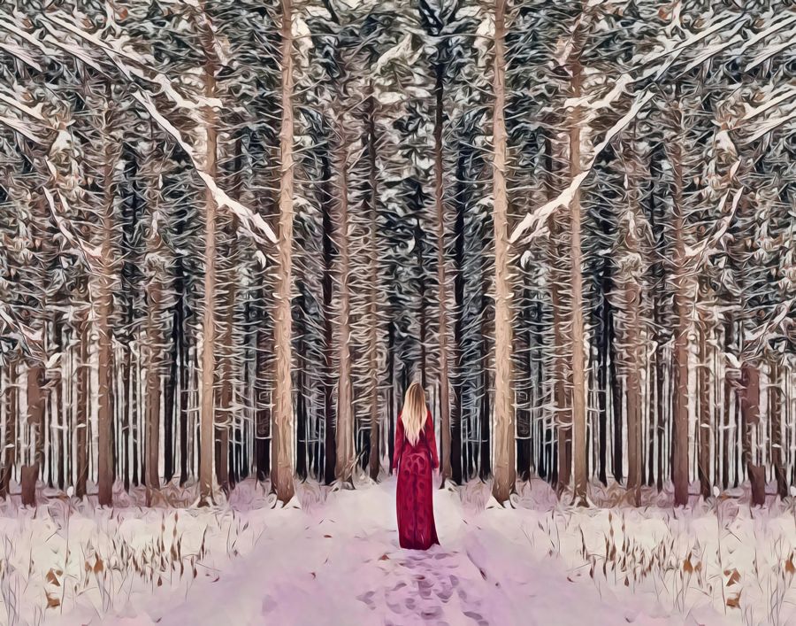 EcoArtLab Originals, Woman Entering Forest Fantasy Abstract
