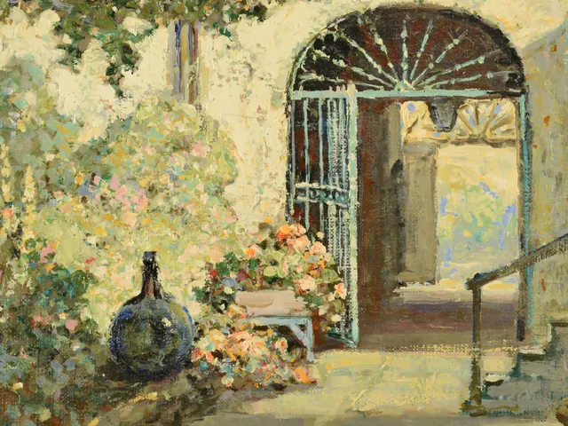 New Orleans Courtyard by Abbott Fuller Graves, horizontal tablet wallpaper