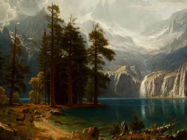 Among the Sierra Nevada California by Albert Bierstadt, horizontal tablet wallpaper