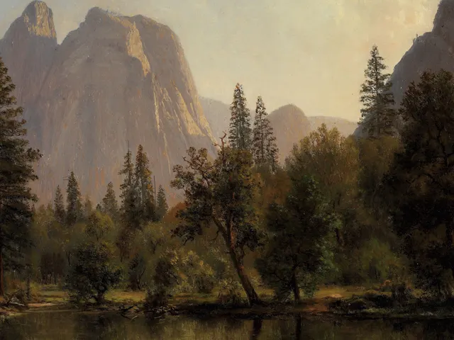 Cathedral Rocks Yosemite Valley by Albert Bierstadt, horizontal tablet wallpaper