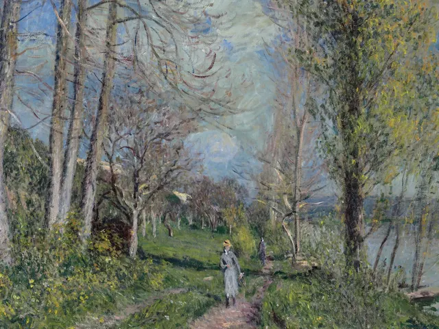 Banks of the Seine at By by Alfred Sisley, horizontal tablet wallpaper
