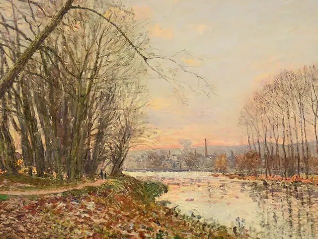 The Seine at Saint Mammes by Alfred Sisley, horizontal tablet wallpaper