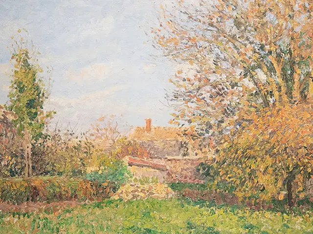 Autumn in the Meadow at Eragny by Camille Pissarro, horizontal tablet wallpaper