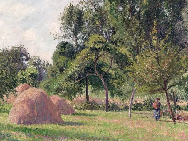 Haystacks Morning Éragny by Camille Pissarro, horizontal tablet wallpaper