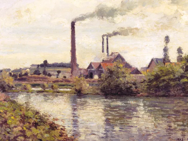 The Factory at Pontoise by Camille Pissarro, horizontal tablet wallpaper