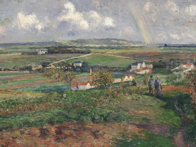 The Rainbow Pontoise by Camille Pissarro, horizontal tablet wallpaper