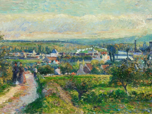 View of Saint Ouen l Aumone by Camille Pissarro, horizontal tablet wallpaper