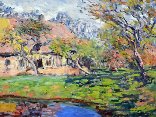 A Cottage in Normandy by Claude Monet, horizontal tablet wallpaper