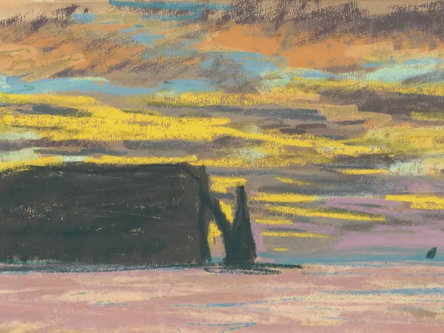 Aiguille & Porte d Aval Etretat Sunset by Claude Monet, horizontal tablet wallpaper