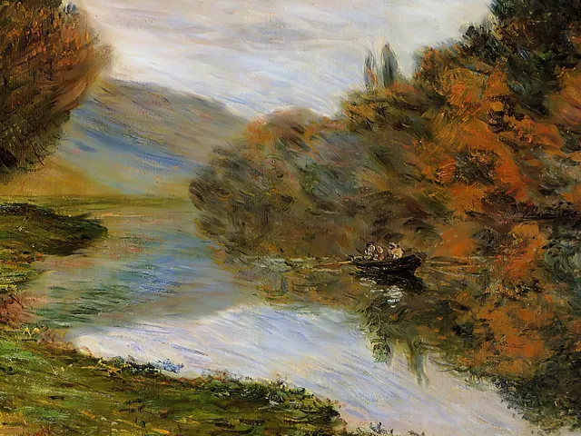 Boat on the Seine near Jeufosse by Claude Monet, horizontal tablet wallpaper