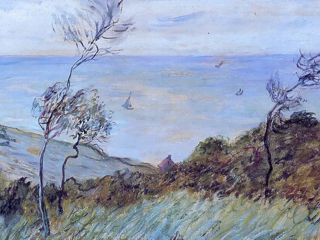 Cliffs of Varengeville Gust of Wind by Claude Monet, horizontal tablet wallpaper