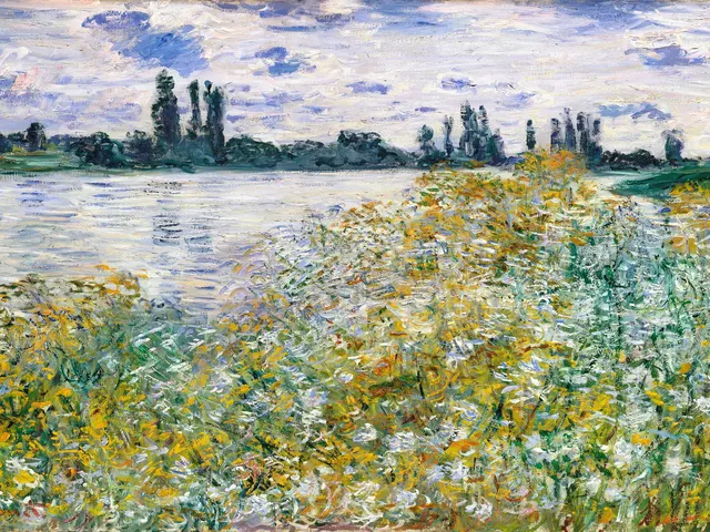 Isle of Flowers on the Seine near Vétheuil by Claude Monet, horizontal tablet wallpaper