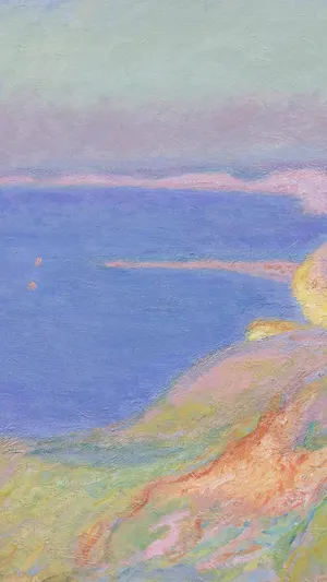 On the Cliffs near Dieppe Sunset wallpaper