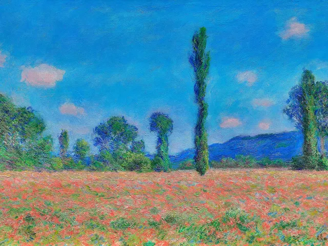 Poppy Field Giverny by Claude Monet, horizontal tablet wallpaper