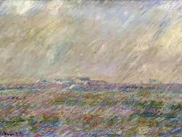 Rain in Belle Île by Claude Monet, horizontal tablet wallpaper