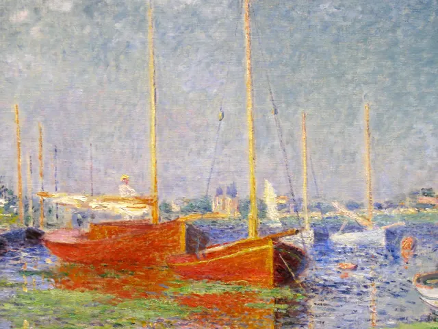 Red Boats at Argenteuil by Claude Monet, horizontal tablet wallpaper
