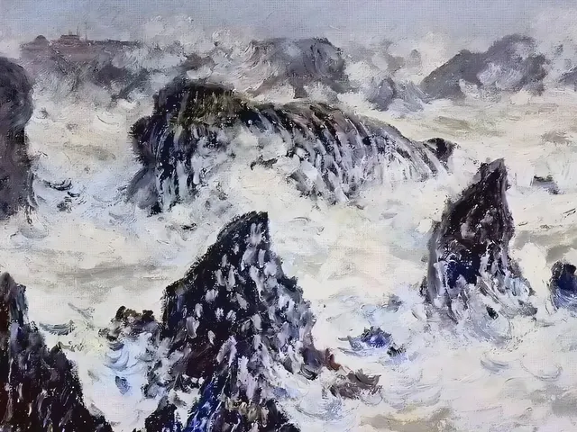 Storm off the Coast of Belle Ile by Claude Monet, horizontal tablet wallpaper