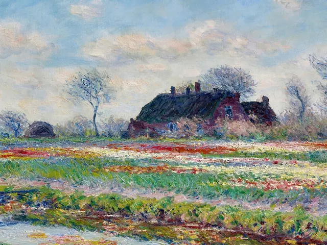 Tulip Fields at Sassenheim near Leiden by Claude Monet, horizontal tablet wallpaper