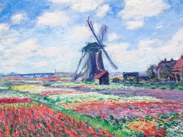 Tulip fields in Holland by Claude Monet, horizontal tablet wallpaper