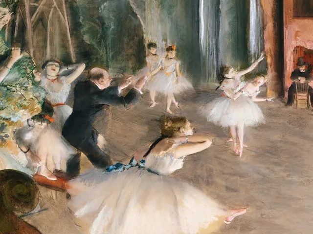 Rehearsal Onstage by Edgar Degas, horizontal tablet wallpaper