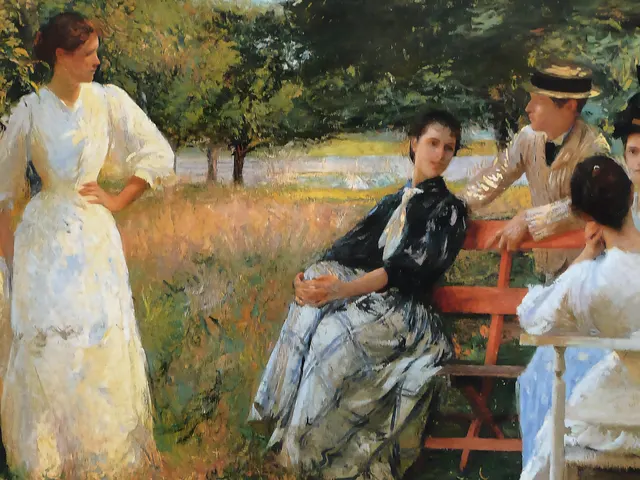 In the Orchard by Edmund Charles Tarbell, horizontal tablet wallpaper