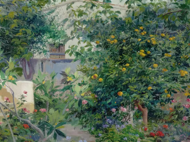 Garden with Flowers by Eliseo Meifren y Roig, horizontal tablet wallpaper