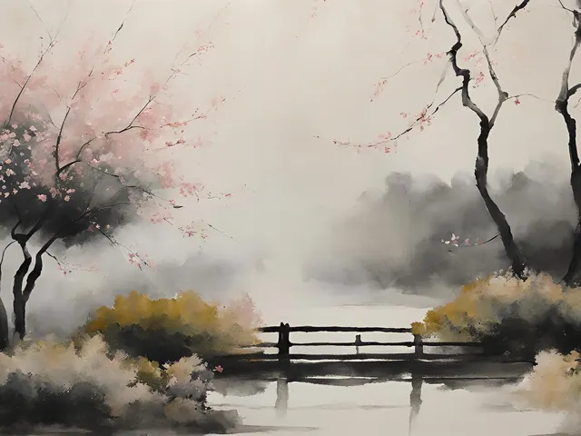 Foggy Bridge by EcoArtLab, horizontal tablet wallpaper