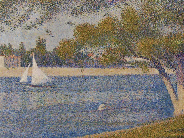 The Seine at La Grande Jatte by Georges Seurat, horizontal tablet wallpaper