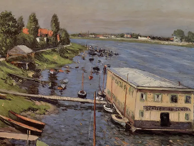 Boathouse in Argenteuil by Gustave Caillebotte, horizontal tablet wallpaper