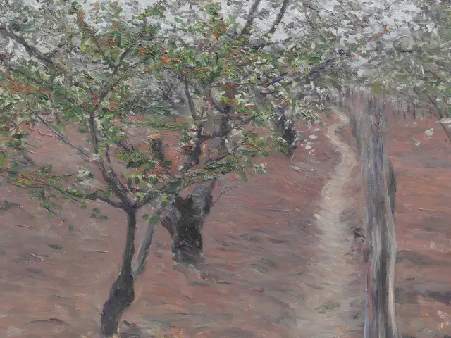 Orchard Trees in Flower Petit Gennevilliers by Gustave Caillebotte, horizontal tablet wallpaper
