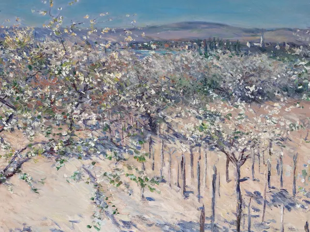 Orchard With Apple Trees In Bloom by Gustave Caillebotte, horizontal tablet wallpaper