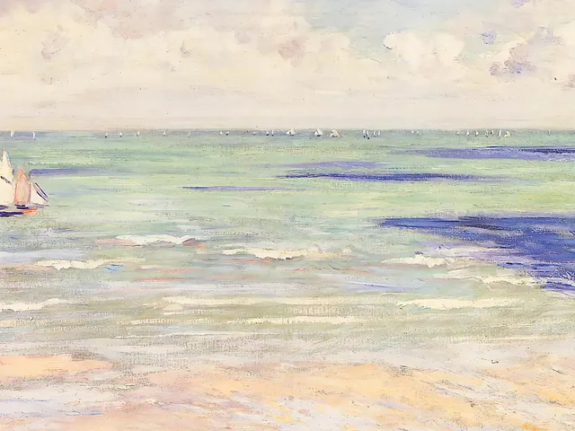 Seascape Regatta at Villers by Gustave Caillebotte, horizontal tablet wallpaper