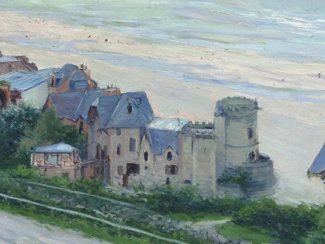 Trouville the Beach and the Villas by Gustave Caillebotte, horizontal tablet wallpaper