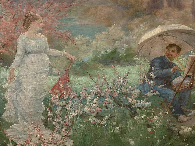 The Painter and His Model by Marie Bracquemond, horizontal tablet wallpaper