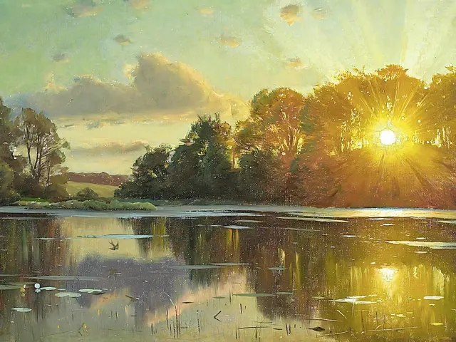 Sunset at Orholm by Peder Monsted, horizontal tablet wallpaper